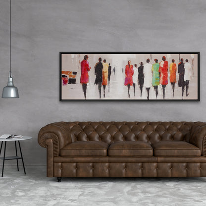 Toile Silhouettes de personnes | Cadre blanc | Décoration contemporaine