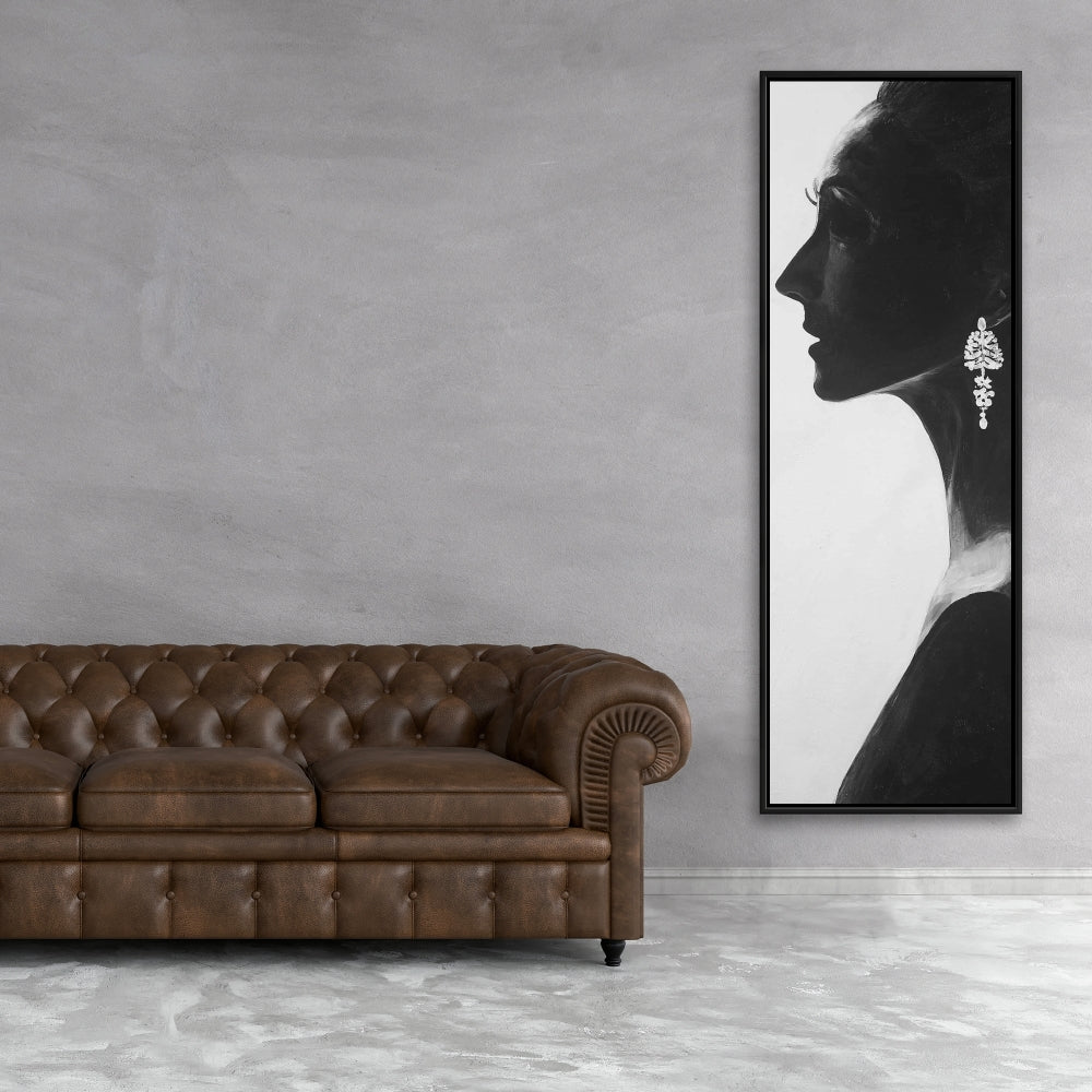 Toile monochrome « Femme chic » | Cadre blanc, décoration d'intérieur