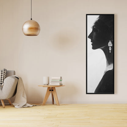 Toile monochrome « Femme chic » | Cadre blanc, décoration d'intérieur
