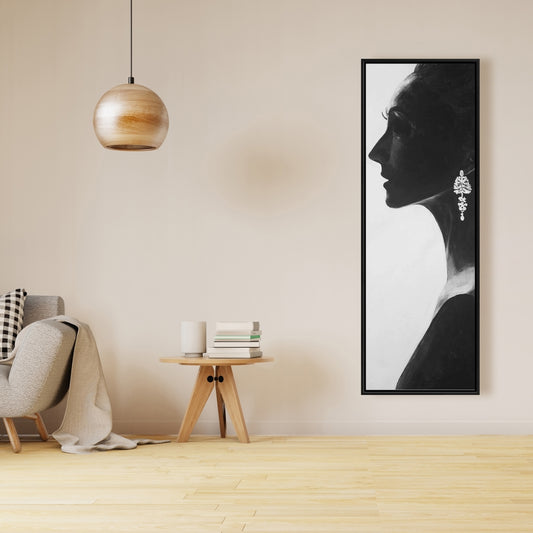Toile monochrome « Femme chic » | Cadre blanc, décoration d'intérieur