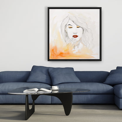 Romantic Beauty Watercolor Portrait Framed Canvas - Home Decor