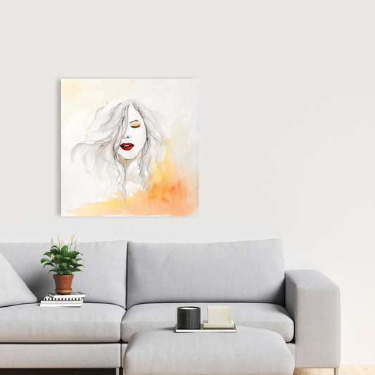 Romantic Bedroom Canvas | Woman with Red Lips Home Decor