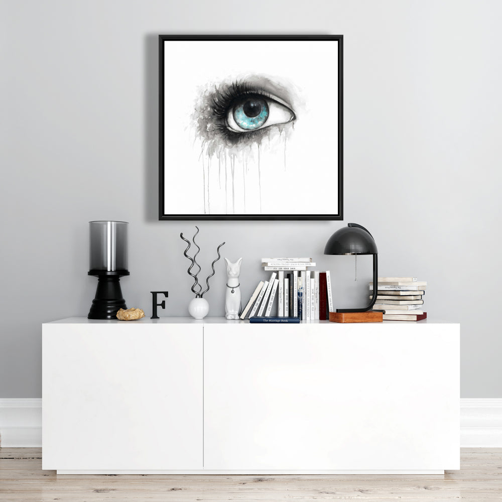 Blue Eye Watercolor Canvas | Bedroom Decor | Framed Art
