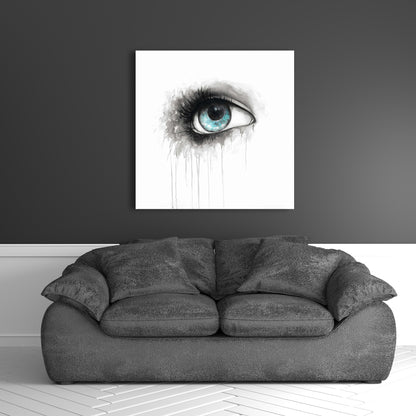 Blue Eye Watercolor Canvas | Illustrative Bedroom Wall Art