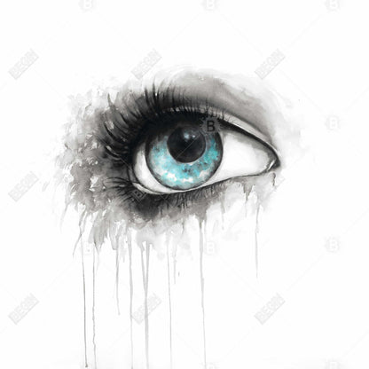 Blue Eye Watercolor Canvas | Illustrative Bedroom Wall Art