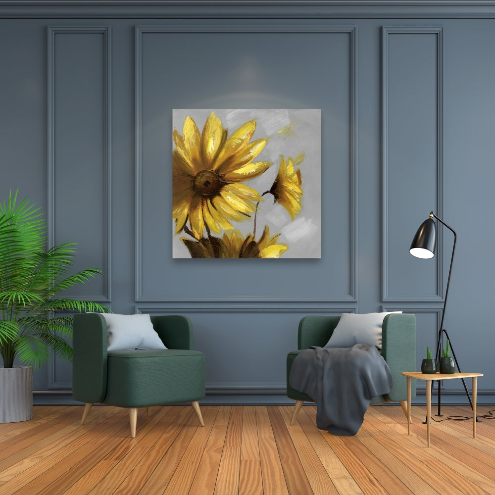Mountain Arnica Flowers Canvas | Contemporary Floral Decor