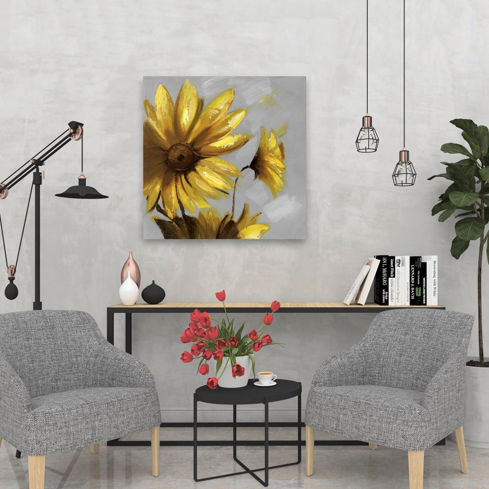 Mountain Arnica Flowers Canvas | Contemporary Floral Decor