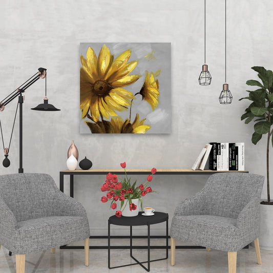 Mountain Arnica Flowers Canvas | Contemporary Floral Decor