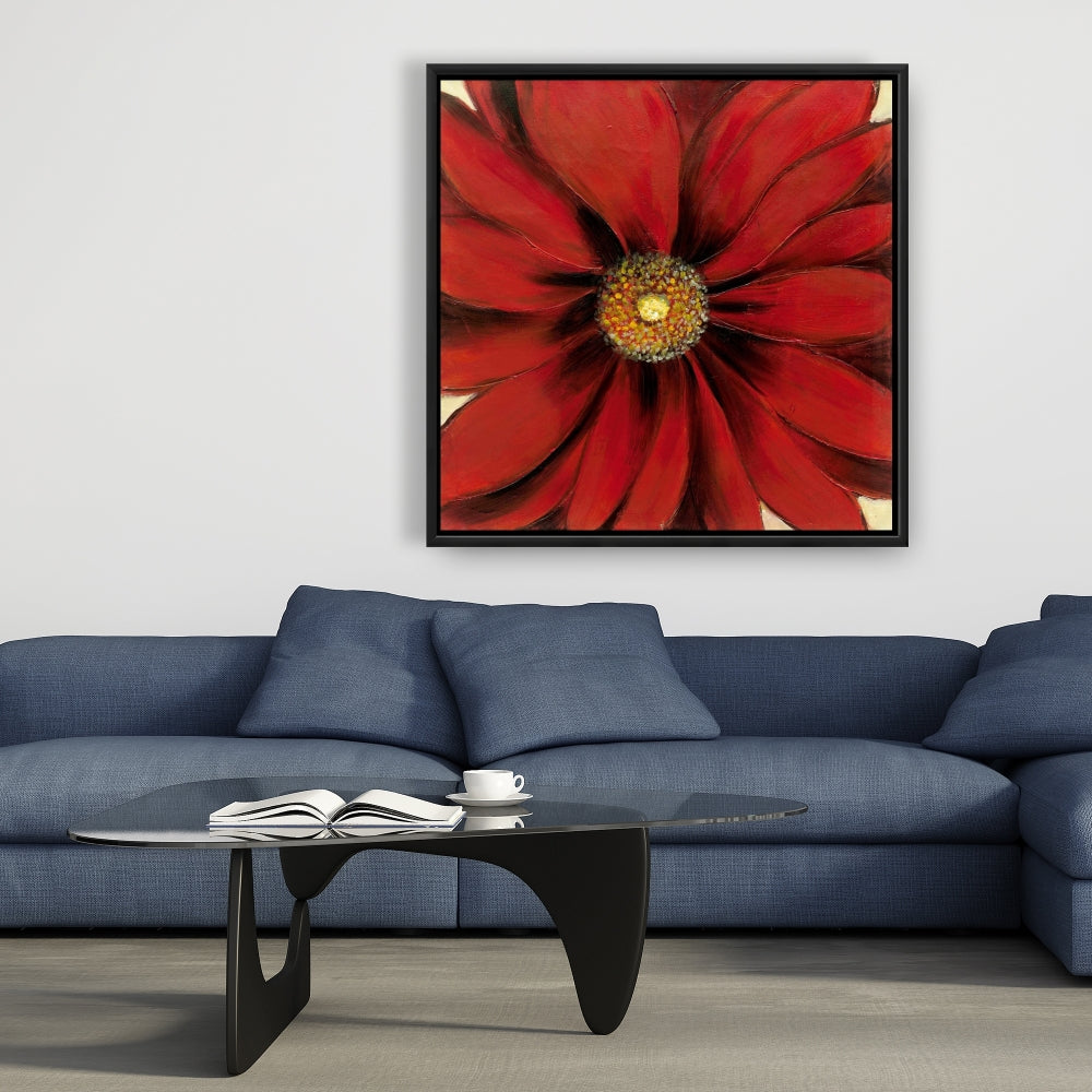 Red Daisy Floral Botanical Canvas | Bedroom Home Decor Art