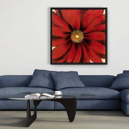 Red Daisy Floral Botanical Canvas | Bedroom Home Decor Art