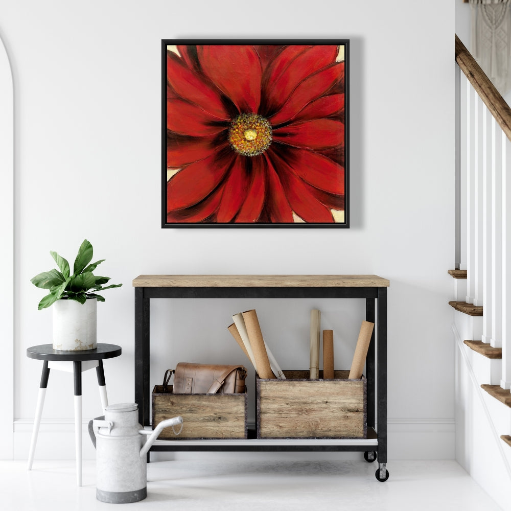 Red Daisy Floral Botanical Canvas | Bedroom Home Decor Art