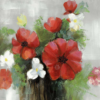 Bouquet de fleurs sauvages abstraites | Toile botanique moderne blanche