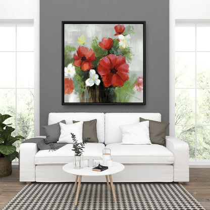 Bouquet de fleurs sauvages abstraites | Toile botanique moderne blanche