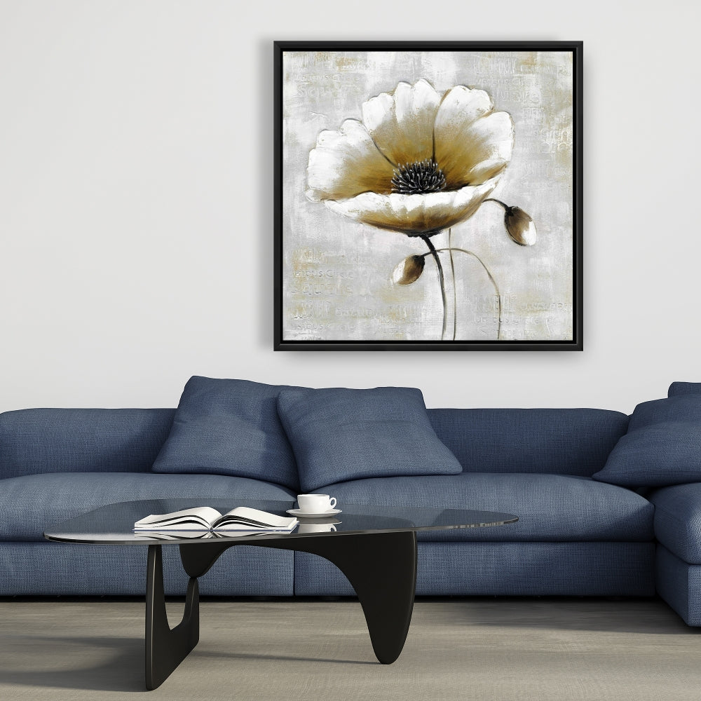 Modern Beige Flower Canvas | Floral Botanical Wall Art Decor