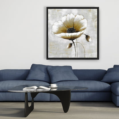 Modern Beige Flower Canvas | Floral Botanical Wall Art Decor