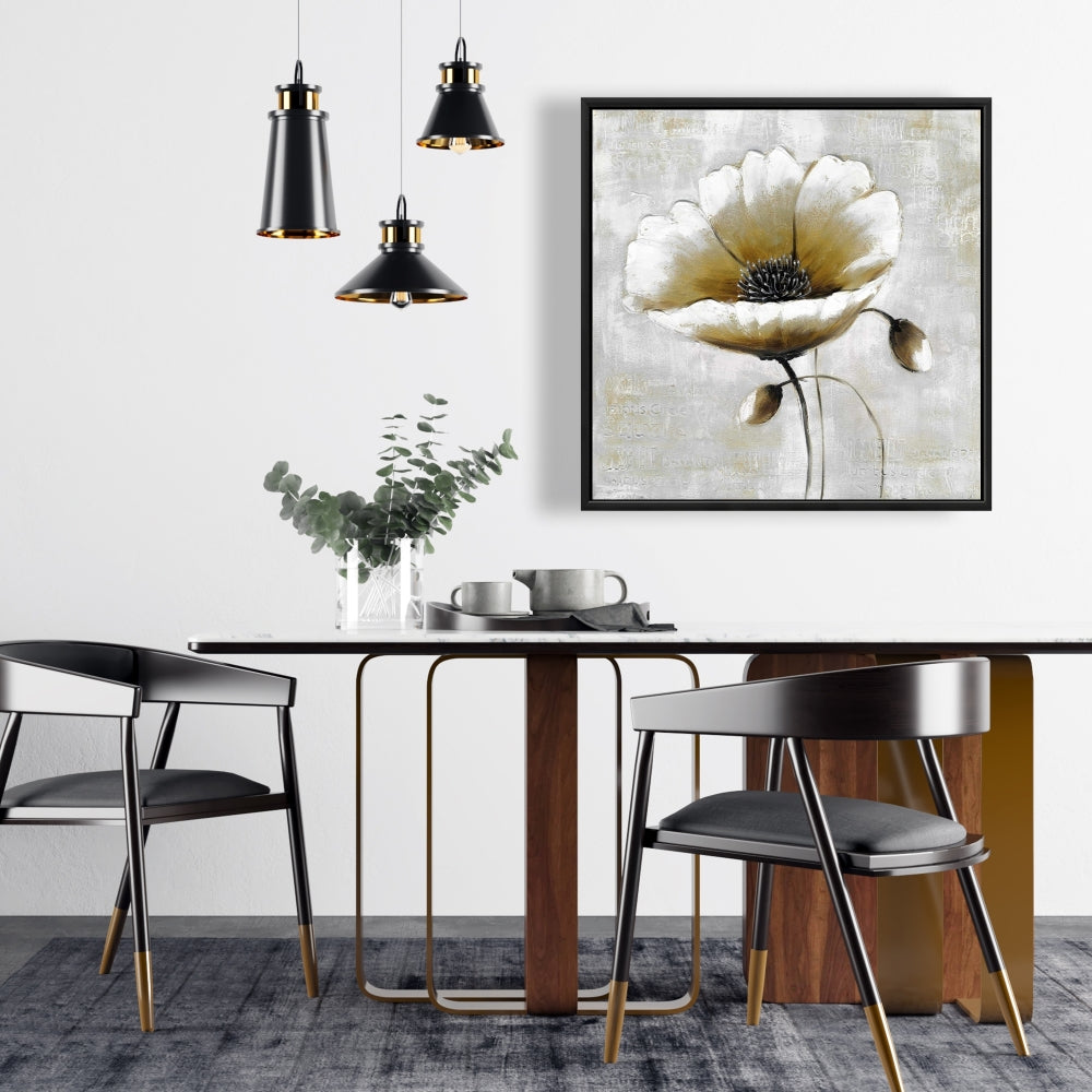 Modern Beige Flower Canvas | Floral Botanical Wall Art Decor