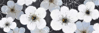 Toile encadrée Fleurs grises | Décoration florale botanique pour chambre