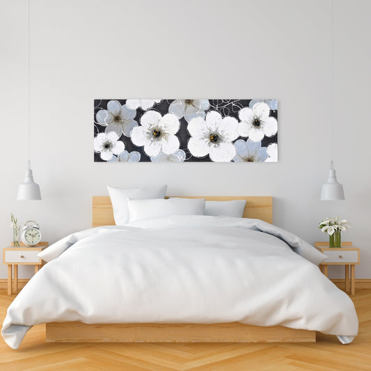 Botanical Bedroom Canvas | Gray Flowers Home Decor Wall Art
