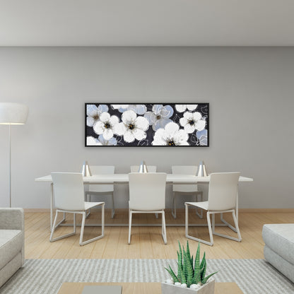 White Flowers Framed Canvas | Botanical Bedroom Home Decor