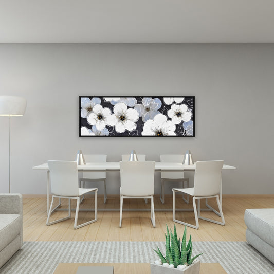 White Flowers Framed Canvas | Botanical Bedroom Home Decor