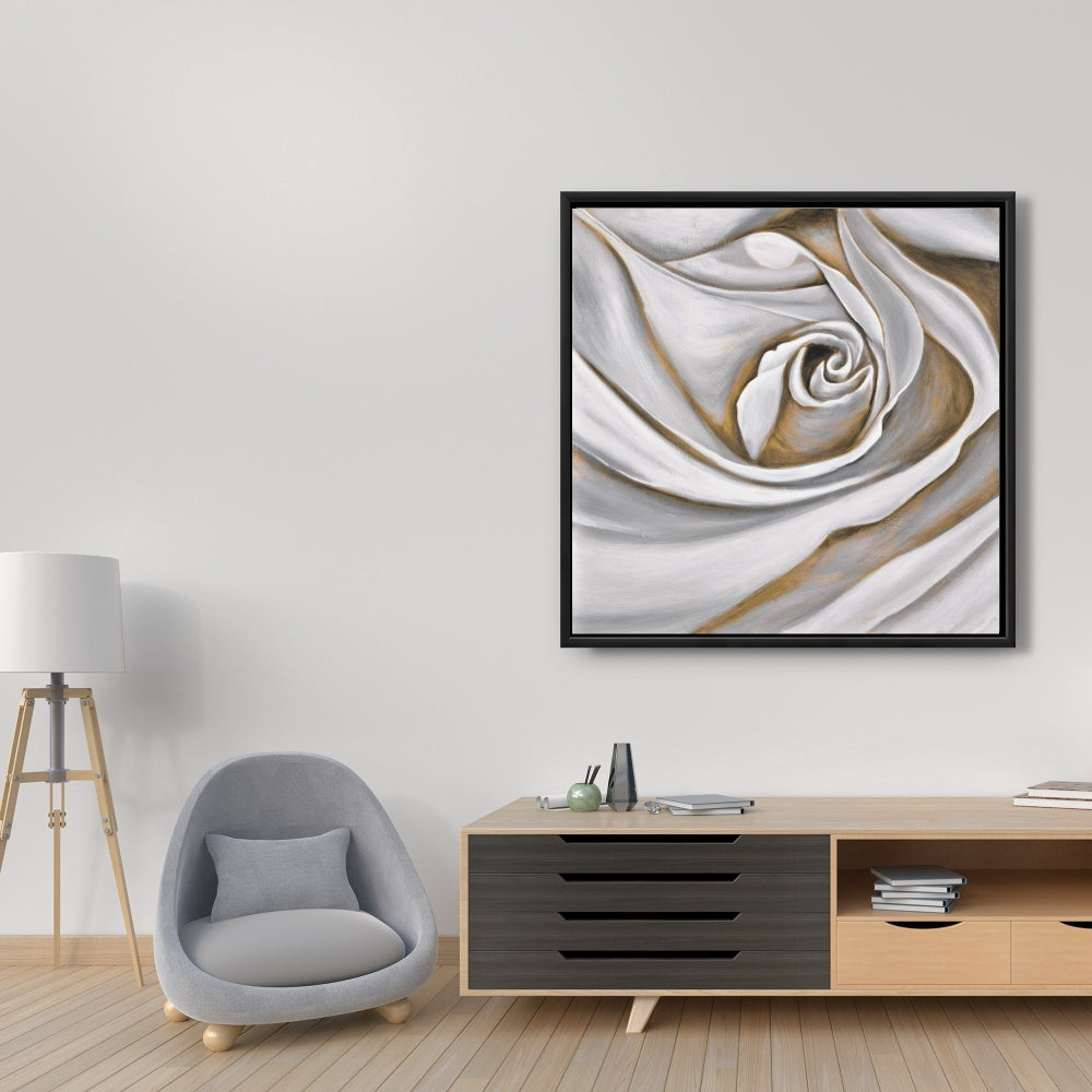 White Rose Closeup Canvas | Botanical Bedroom Decor
