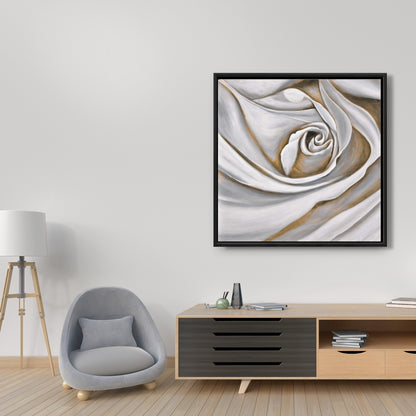 White Rose Closeup Canvas | Botanical Bedroom Decor