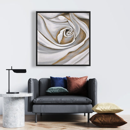 White Rose Closeup Canvas | Botanical Bedroom Decor
