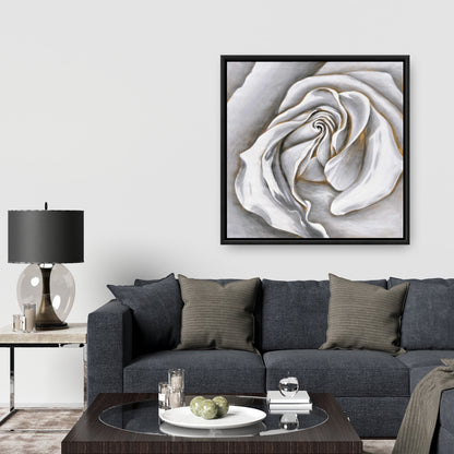 White Rose Delicate Canvas | Botanical Bedroom Wall Art Decor