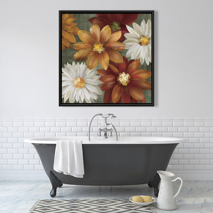 Botanical Bedroom Contemporary Framed Canvas - Fall Colors Flowers