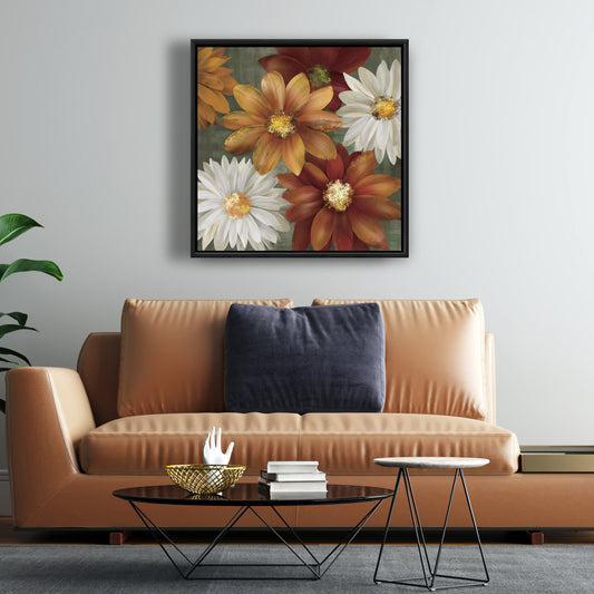 Botanical Bedroom Contemporary Framed Canvas - Fall Colors Flowers