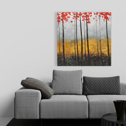 Gray Bedroom Trees Canvas - Abstract Landscape Home Decor
