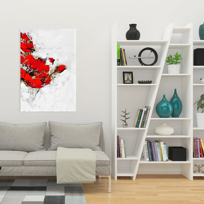 Toile abstraite à fleurs rouges | Décoration florale contemporaine pour la maison