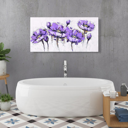 Abstract Purple Flowers Canvas | Botanical Home Decor Art