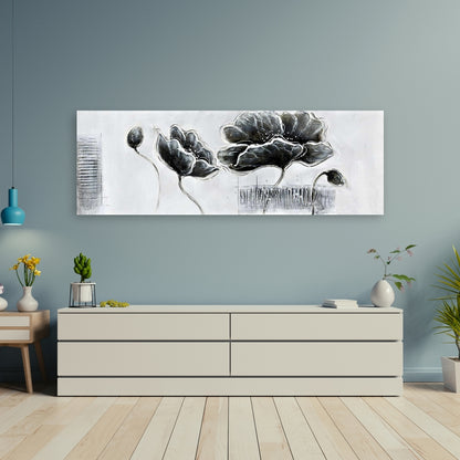 Industrial Grayscale Floral Canvas | Botanical Home Decor