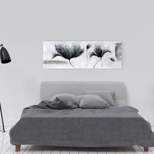 Industrial White Bedroom Canvas - Industrial Style Flowers Decor