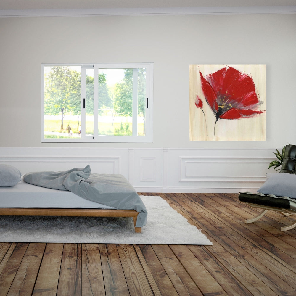 Gray Botanical Canvas | Two Red Flowers Home Decor Wall Art