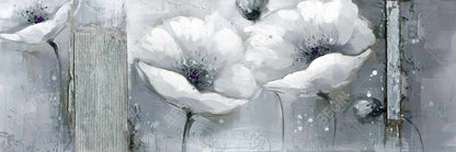 Toile blanche à fleurs en nuances de gris | Décoration florale industrielle