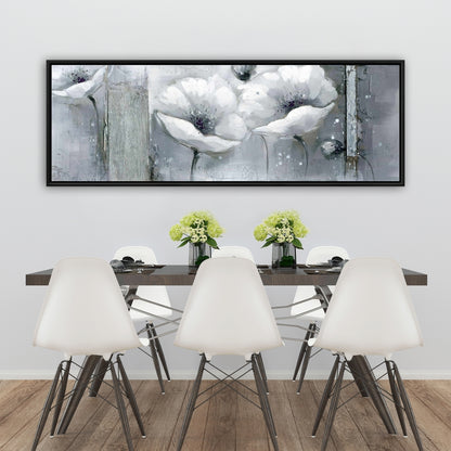 Toile Fleurs en nuances de gris | Décoration murale botanique florale