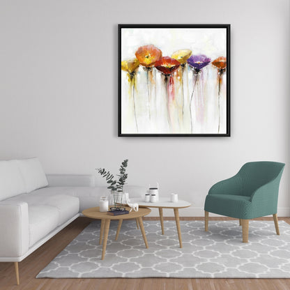 Industrial Bedroom Floral Canvas | Colorful Abstract Flowers