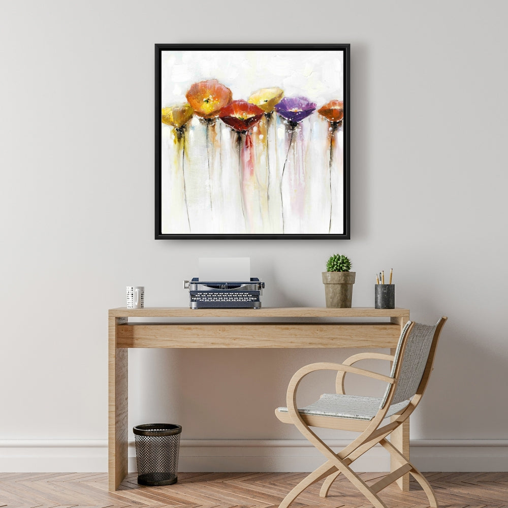 Industrial Bedroom Floral Canvas | Colorful Abstract Flowers