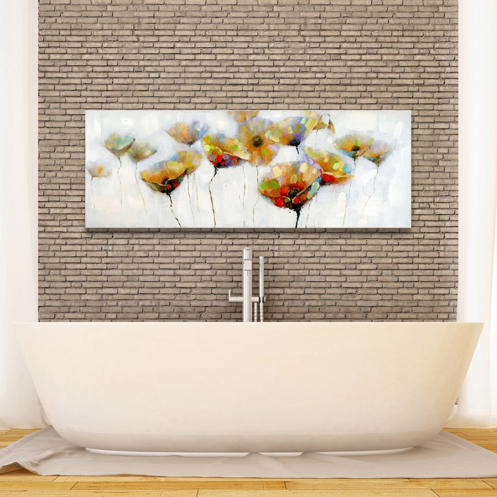 Contemporary Orange Floral Canvas - Color Spotted Flowers Decor