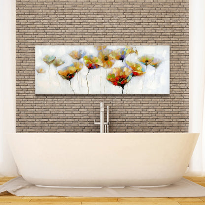Contemporary Orange Floral Canvas - Color Spotted Flowers Decor