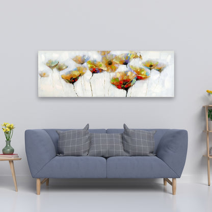Contemporary Orange Floral Canvas - Color Spotted Flowers Decor