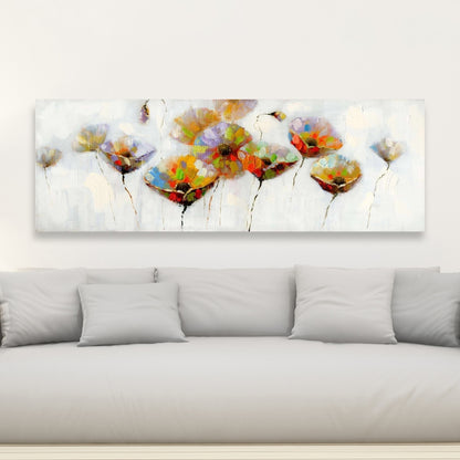 Contemporary Gray Canvas | Color Dotted Flowers Wall Art