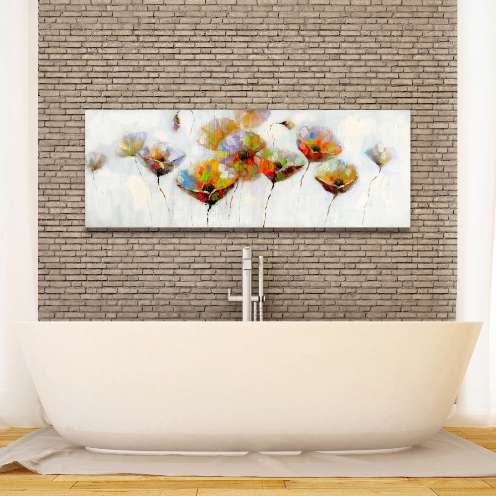 Contemporary Gray Canvas | Color Dotted Flowers Wall Art