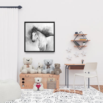 Domino Horse Minimalist Framed Canvas | Farm Animal Decor