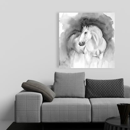Toile monochrome blanche représentant des animaux de la ferme – Décoration d'intérieur