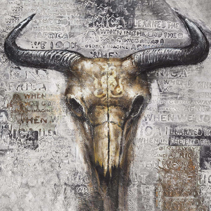 Bull Skull Typography Canvas | Farm Animal Wall Art Decor