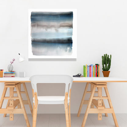 Décoration de salle de bain | Toile à rayures bleues – Illustration murale