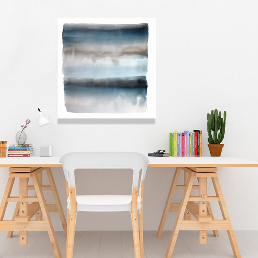 Bathroom Decor | Blue Stripes Canvas - Illustrative Wall Art